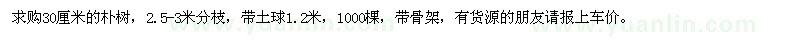求購30厘米樸樹