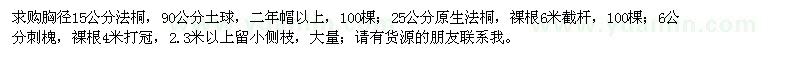 求購(gòu)胸徑15公分法桐、6公分刺槐