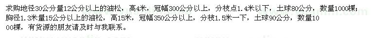 求購高4、15米油松