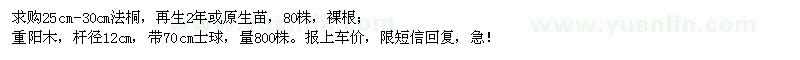 求購25-30公分法桐、12公分重陽木