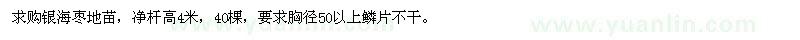 求購銀海棗地苗