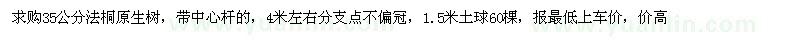 求購(gòu)35公分法桐原生樹(shù)