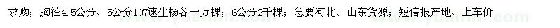 求購(gòu)胸徑4.5、5公分107速生楊
