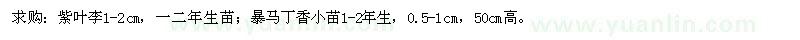 求購紫葉李、暴馬丁香