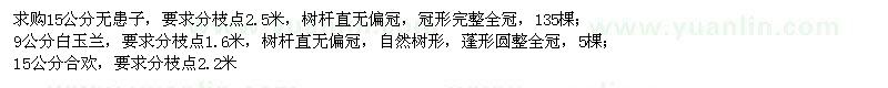 求購無患子、白玉蘭、合歡