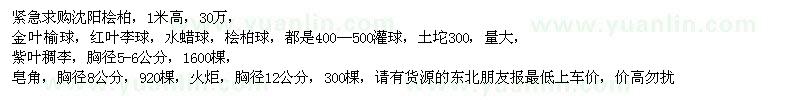 求購檜柏、金葉榆球、紅葉李球