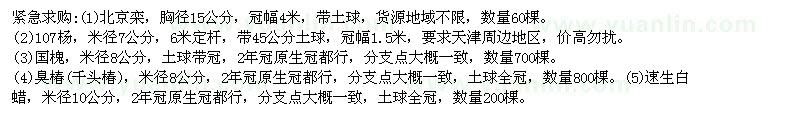 求購北欒、107楊、國槐