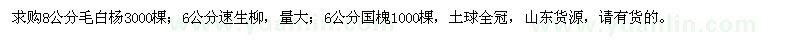 求購(gòu)毛白楊、速生柳、國(guó)槐