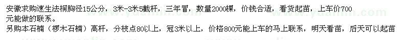 求購速生法桐、欏木石楠