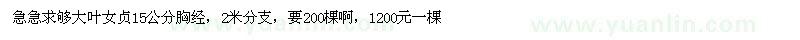 求購15公分胸經(jīng)大葉女貞