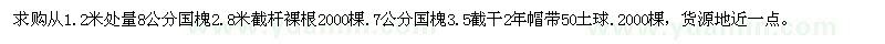 求購(gòu)7、8公分國(guó)槐