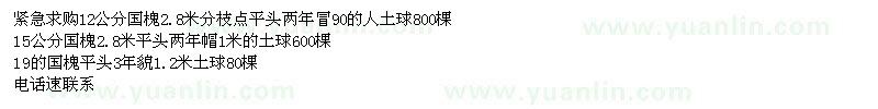 求購12、15、19公分國槐