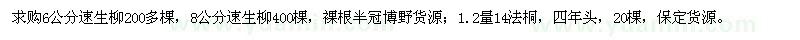 求購14公分法桐、6、8公分速生柳