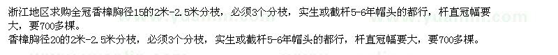 求購胸徑15、20公分香樟