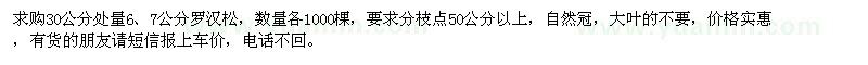 求購30公分處量6、7公分羅漢松