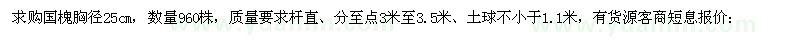求購(gòu)胸徑25公分國(guó)槐