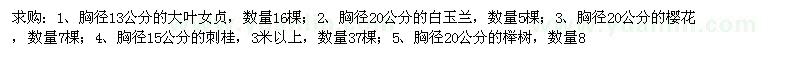 求購大葉女貞、白玉蘭、櫻花