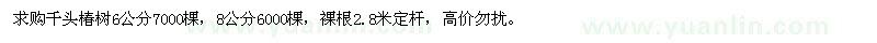 求購(gòu)6、8公分千頭椿