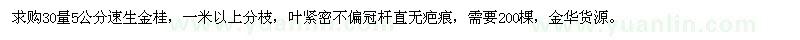 求購30公分量5公分速生金桂
