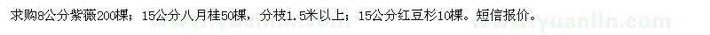 求購(gòu)紫薇、八月桂、紅豆杉