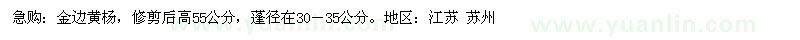 求購(gòu)高55公分金邊黃楊