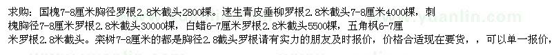 求購國槐、速生青皮垂柳、刺槐