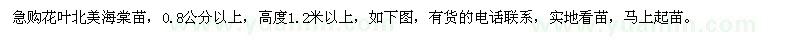 求購0.8公分以上花葉北美海棠苗