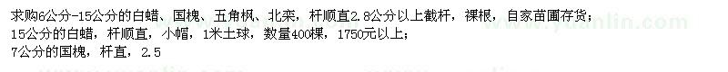 求購6-15公分白蠟、國槐、五角楓