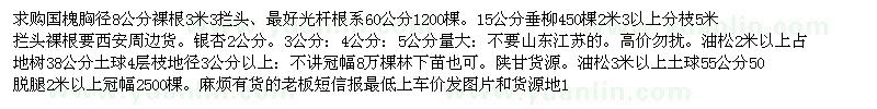 求購國槐、垂柳、銀杏、油松