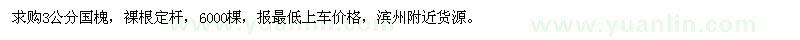 求購(gòu)3公分國(guó)槐