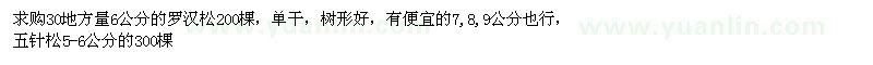 求購羅漢松、五針?biāo)? />
                        <br />
                        <label style=