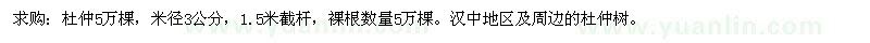 求購米徑3公分杜仲