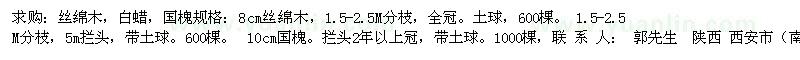 求購絲綿木、白蠟、國槐