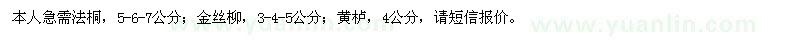 求購(gòu)法桐、金絲柳、黃櫨
