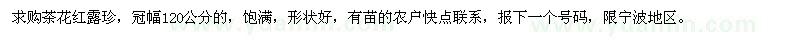 求購冠幅120公分茶花紅露珍