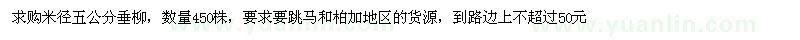 求購米徑5公分垂柳