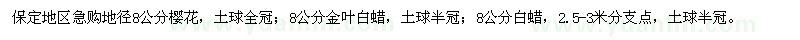 求購櫻花、金葉白蠟、白蠟