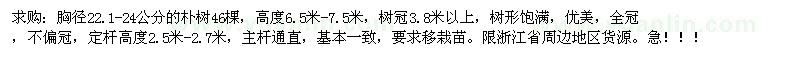 求購胸徑22.1-24公分的全冠樸樹46棵