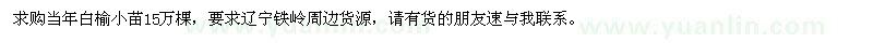 求購(gòu)當(dāng)年白榆小苗