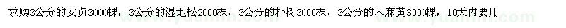 求購(gòu)女貞、濕地松、樸樹(shù)等