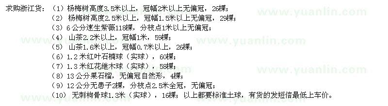 求購(gòu)楊梅樹(shù)、速生紫薇、山茶等