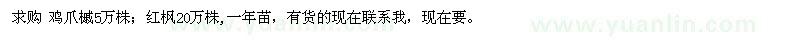 求購雞爪槭、紅楓一年苗