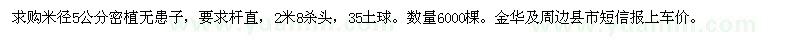 求購米徑5公分無患子
