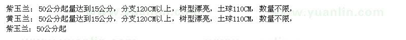 求購紫玉蘭、黃玉蘭、紅梅