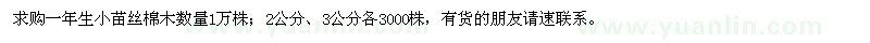 求購2、3公分絲棉木