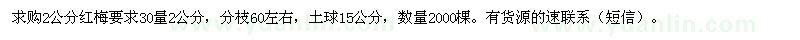 求購2公分紅梅