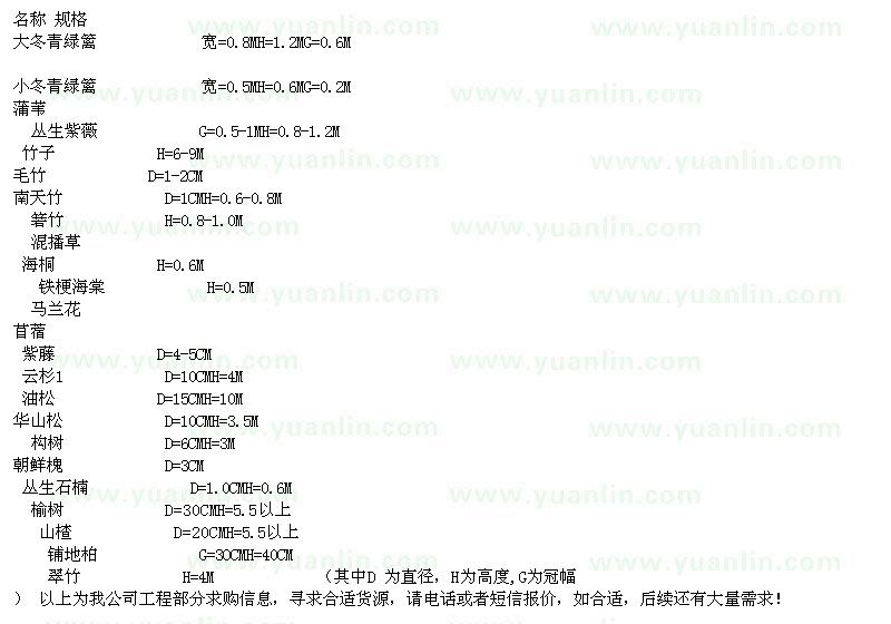 求購大冬青綠籬、小冬青綠籬、蒲葦?shù)? />
                        <br />
                        <label style=