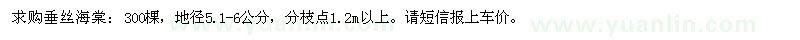 求購地徑5.1-6公分垂絲海棠