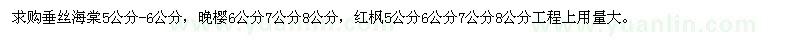 求購垂絲海棠、晚櫻、紅楓