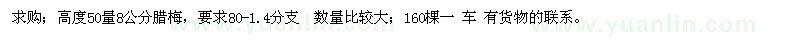 求購(gòu)高度50量8公分臘梅